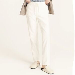NWT J. Crew Tie Waist Camp Pants Natural Cream Cotton Seaside Slacks Medium Tall